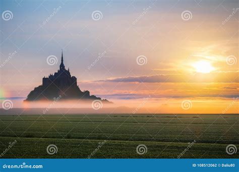 Mont Saint-Michel View in the Sunrise Light. Normandy, Northern Stock Photo - Image of gothic ...