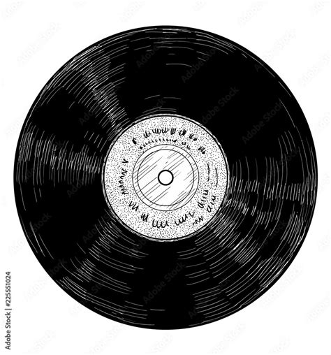 Stockvector Vinyl record illustration, drawing, engraving, ink, line ...