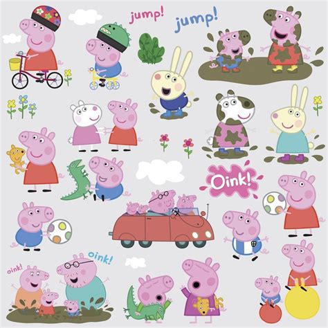 Stickers Repositionnables Peppa Pig 25,4cm X 45,7cm - Taille : Taille ...