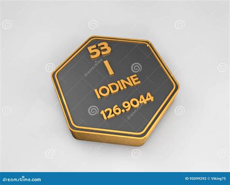 Iodine - I - Chemical Element Periodic Table Hexagonal Shape Stock ...