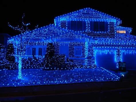 Blue Christmas light outside display | Blue christmas lights, Blue christmas background, Blue ...