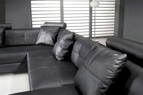 Omega Modern Black Leather Sectional Sofa | Leather Sectionals