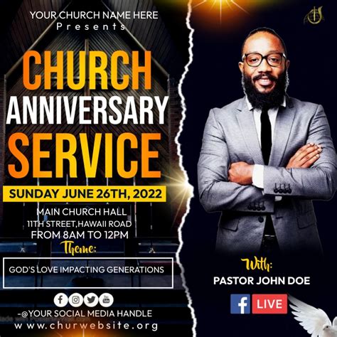 church anniversary service Template | PosterMyWall