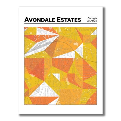 Avondale Estates Map Georgia Map Geometric Map Moving Away - Etsy