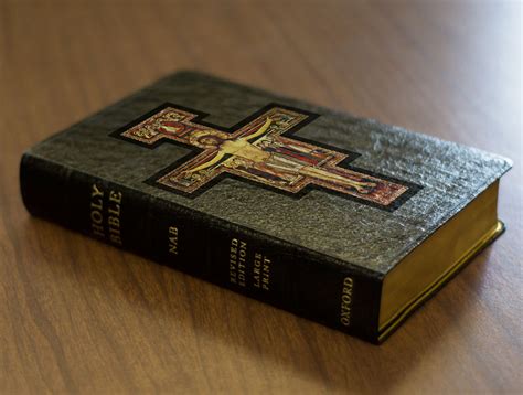 Personalized Catholic Bible with San Damiano Cross Cover - Black Genuine Leather NABRE ...