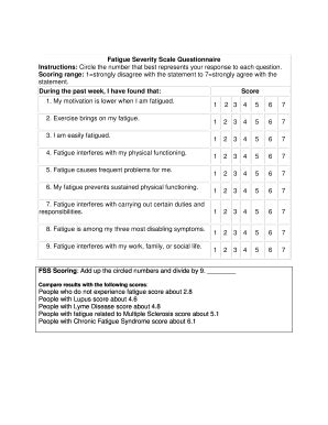 Fatigue Severity Scale - Fill and Sign Printable Template Online