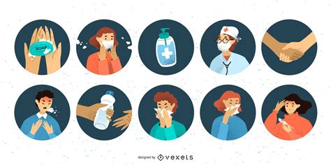 Coronavirus People Icon Set Vector Download