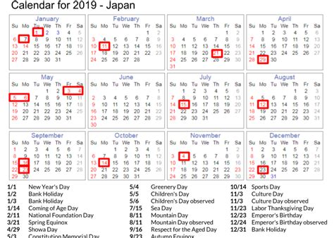 Image result for 2019 japan calendar with holidays | Japan travel, Japan travel guide, Japan ...