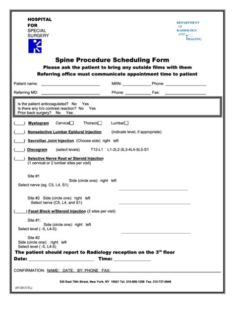 Surgery Scheduling Form Template