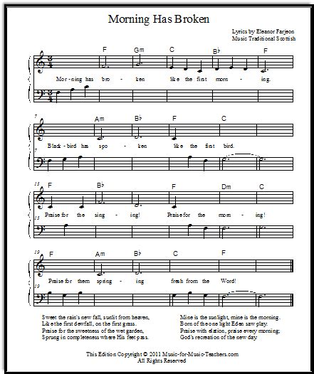 Morning Has Broken Chords / Top 500 Hymn Morning Has Broken Lyrics Chords And Pdf - M c orni dm ...