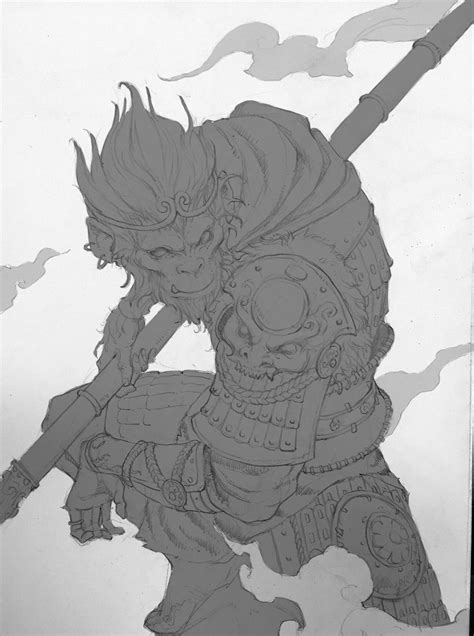 ArtStation - Sun Wukong, wang xiao | Monkey tattoos, Monkey king, Sun ...