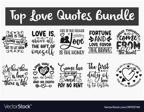 Popular love quotes svg cut files designs bundle Vector Image