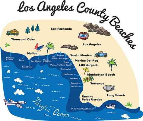 Los Angeles Beaches Map - Living Room Design 2020