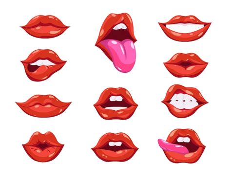 Free Vector | Red lips set