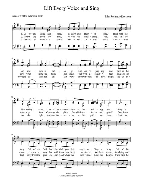 Lift every voice and sing - John R. Johnson Sheet music | Musescore.com