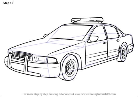 How to Draw a Police Car (Police) Step by Step | DrawingTutorials101.com