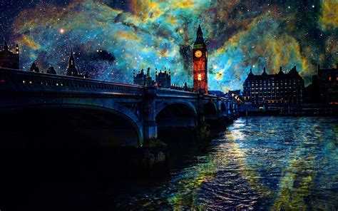 Download Bridge Starry Sky Star Sky Night Man Made London HD Wallpaper