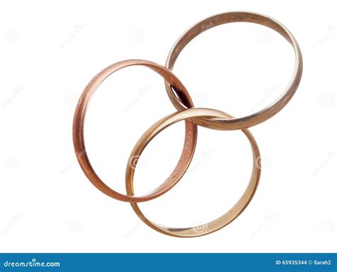 Three Interlocking Wedding Rings. Modern Marriage? Bigamy? Stock Photo ...