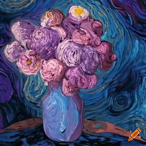 Pink, lilac and dark blue abstract art. van gogh style on Craiyon