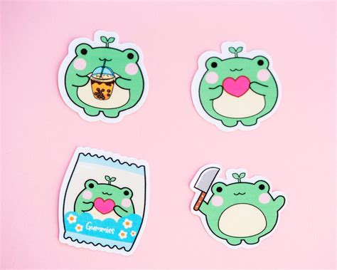 Froggy Sticker Bundle/ Cute Frog Stickers/ Cottagecore Kawaii Style ...