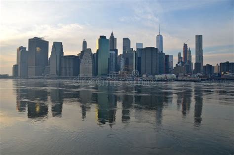 Manhattan Skyline in the Winter, NYC Stock Image - Image of scene ...