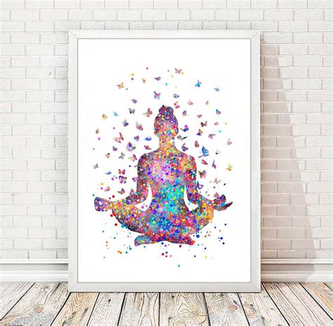 Yoga Art, Yoga Poster, Yoga Pose, Yoga Print Watercolor, Yoga Studio, Buddha Painting Sukhasana ...