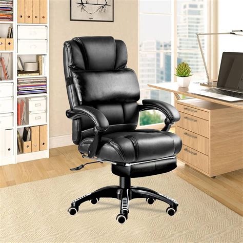 Executive Office Chair With Footrest, Lumbar Support Ergonomic Recliner ...