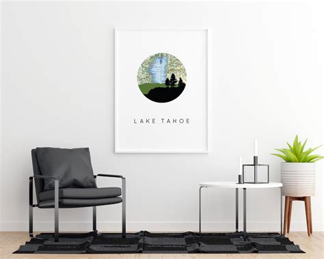 Lake Tahoe Art Print Lake Tahoe Map Wall Art Lake Tahoe - Etsy