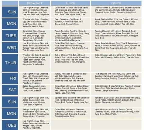 Menu Plan from Hospital Meals 2007 | Hospital food, Family meal planning, Kid friendly meals