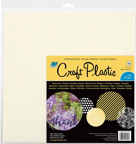 Grafix 12x12 Craft Plastic Sheets - Opaque White, 25/pkg - 096701148943