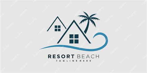 Premium Vector | Resort beach logo design vector with icon palm ...