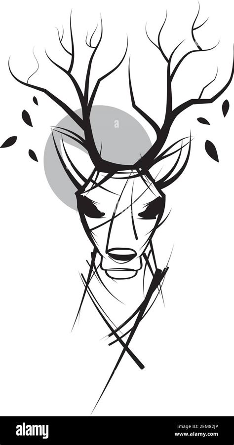 abstract grunge sketch deer antler becoming tree branch vector illustration Stock Vector Image ...