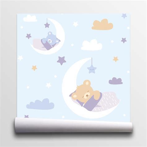 Sleeping Teddy Bear Wallpaper - custom wallpapers by Wallvy. Worldwide shipping!