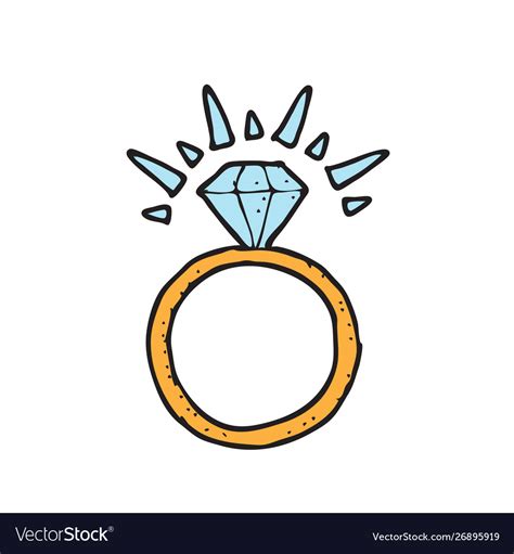 Digitally drawn diamond ring design hand drawing Vector Image