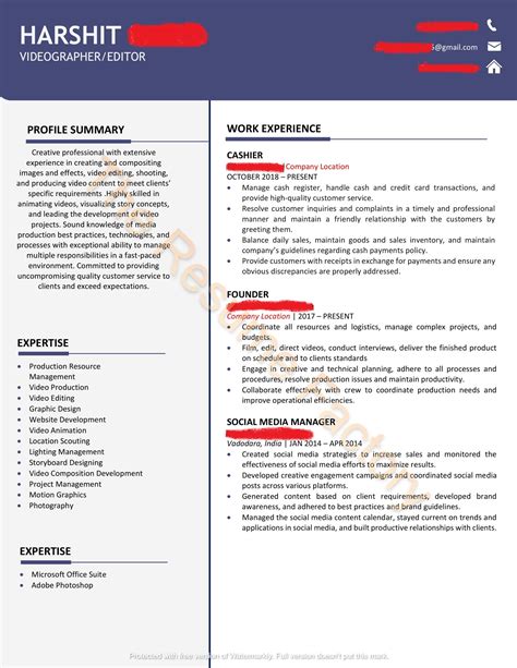 Videographer – The Resume Factory