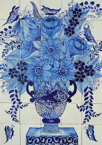 Floral Azul – Talavera Tile Mural | Patricio Tile