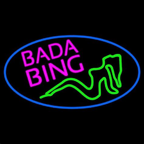 Bada Bing Girl With Blue Border Handmade Art Neon Sign – Neon Sign USA Online