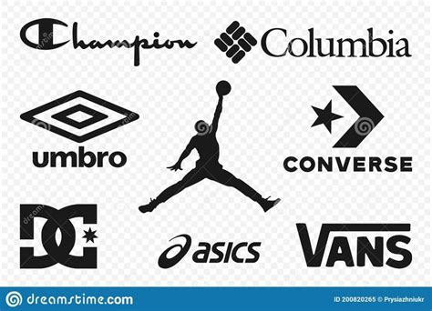 Top Clothing Brands Logos. Set of Most Popular Logo - Jordan, Columbia ...