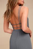 Lovely Slate Grey Dress - Backless Dress - Maxi Dress