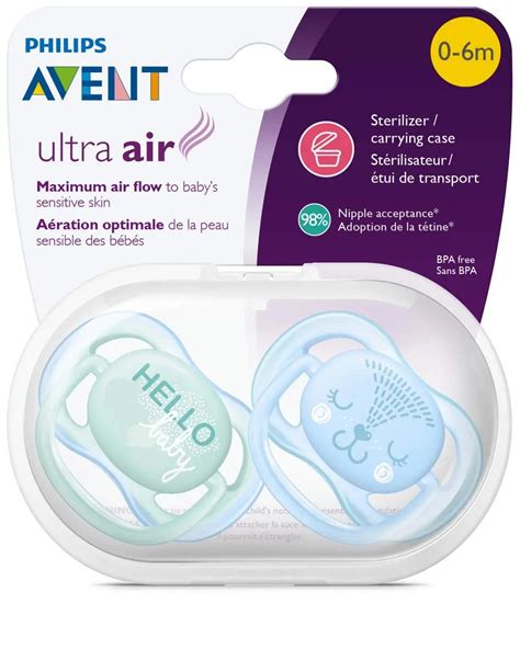 Philips Avent Ultra Air Pacifier, 0-6 months, blue/green fashion decos ...