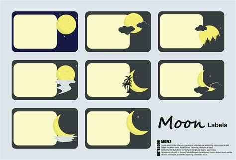 Moon Notebook Labels. School Name Labels. School Book Labels Template. 36368275 Vector Art at ...