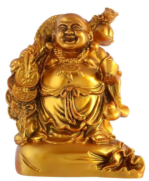 Polyresine Golden (Gold Plated) Feng Shui Laughing Buddha, Size (inches ...