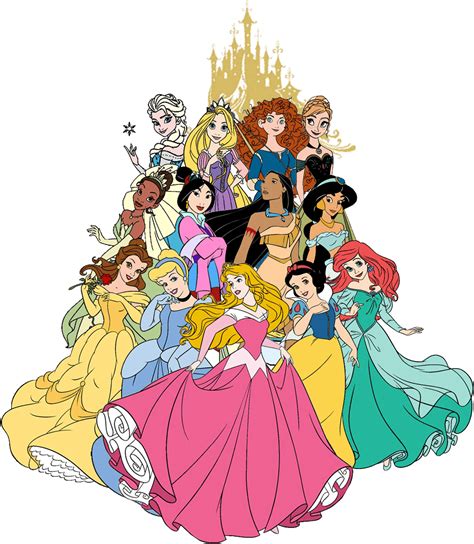 Download HD Disney Princess Castle Clipart - Disney Princess With Anna And Elsa Transparent PNG ...