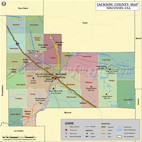 Jackson County Map, Wisconsin