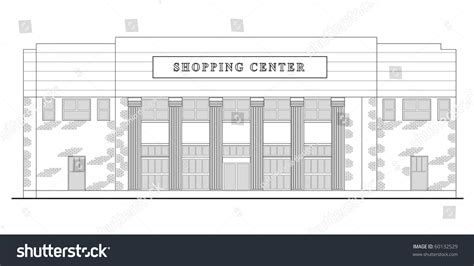 Line Drawing Illustration Of A Strip Mall Or Shopping Center Building ...