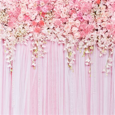 Buy 5x6.5ft Pink Flower Backdrop Photography Background Wedding Background Floral Photography ...