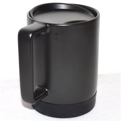 STARBUCKS Rubber Bottom Mug Matte Black 14 OZ Coffee Cup Desk Mug Travel Lid New #Starbucks ...