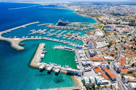 Aerial Drone Shot of Limassol Marina and Old Town. Limassol, Cyprus Stock Photo - Image of ...