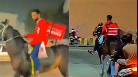 Zomato delivery arrives on horseback in Hyderabad after long queues at ...