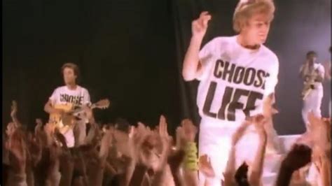 short sleeve t-shirt choose life, George Michael in the video for Wham ...